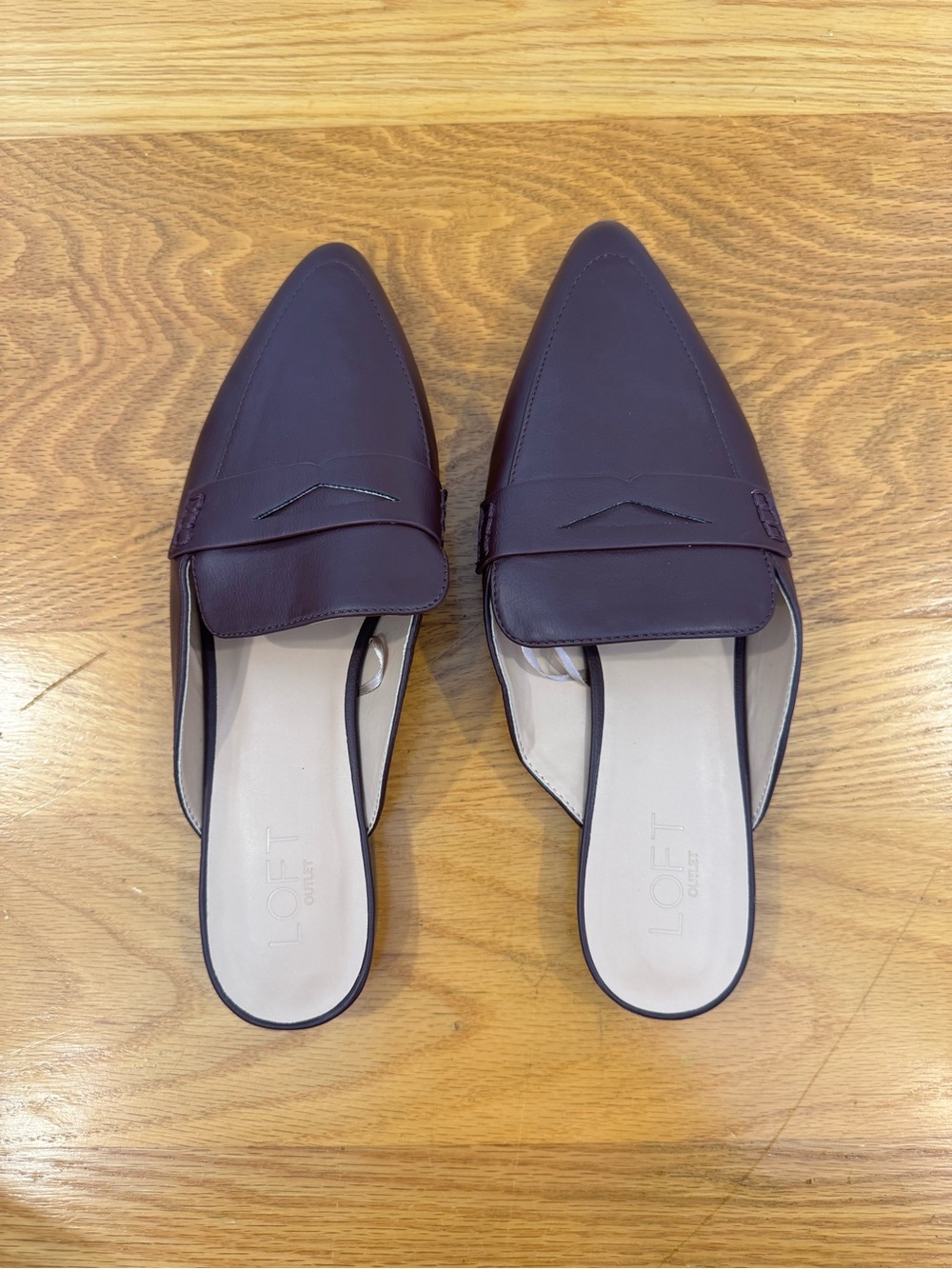 LOFT Women’s Like New Burgundy Pointed-Toe Mule Loafers